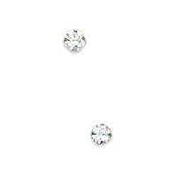 14k White Gold 2mm Round CZ Cubic Zirconia Simulated Diamond Light Prong Set Earrings Jewelry Gifts for Women
