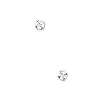 14k White Gold 1.5mm Round CZ Cubic Zirconia Simulated Diamond Light Prong Set Earrings Jewelry Gifts for Women