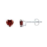 1.00 Ct Heart Shape 5mm Red Garnet 925 Sterling Silver Stud Earrings