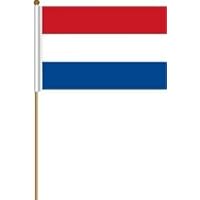 Netherlands Holland Large 12 X 18 Inch Country Stick Flag Banner on a 2 Foot Wooden Stick .. Polyester ... New