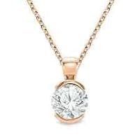 14K Rose Gold Plated 1.10 Carat Diamond Solitaire Halo Pendant Necklace for Gift