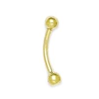 14k Yellow Gold 16 Gauge Curved Barbell Body Piercing Jewelry Eyebrow Ring Measures 16x4mm Jewelry for Women