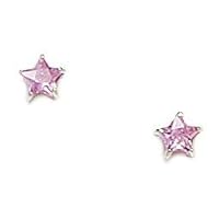 14k White Gold Pink 4x4mm Star CZ Cubic Zirconia Simulated Diamond Screw Back Earrings Jewelry for Women