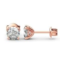 K Gallery 1.10 Ctw Round Cut White Diamond Solitaire Stud Earrings 14K Rose Gold Finish