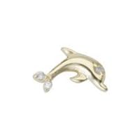 925 Sterling Silver Gold Plated Single Mate CZ Cubic Zirconia Simulated Diamond Dolphin Stud Earrings Jewelry for Men