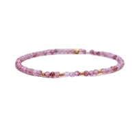 Natural Strawberry Quartz Stretch Gemstone Rondelle 2MM Faceted 7inch Beads Stretchble bracelet crystal healing energy stone bracelet for Women & Men Adjustable Size