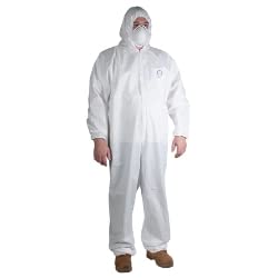 Disposable Coverall, With Hood/Anti-Static, Microporous, White, Two-Way Zipper/Flap Closure, Each