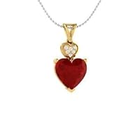 5.00 Ct Love Heart Cut Solitaire Red Ruby Pendant Necklace 18