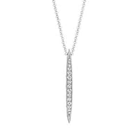 2Ct Round Cut Diamond Pointed Vertical Bar Pendant Chain 14K White Gold Plated