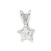 14k White Gold 5x5mm CZ Cubic Zirconia Simulated Diamond Star Pendant Necklace Measures 12x7mm Jewelry for Women