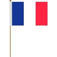 France Large 12 X 18 Inch Country Stick Flag Banner on a 2 Foot Wooden Stick .. Polyester ... New