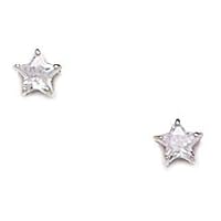 14k White Gold 4x4mm Star CZ Cubic Zirconia Simulated Diamond Screw Back Earrings Jewelry for Women