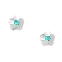 14k White Gold December Blue 2x2mm CZ Flower Screw Back Earrings Measures 6x6mm Jewelry for Women