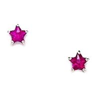 14k White Gold Red 4x4mm Star CZ Cubic Zirconia Simulated Diamond Screw Back Earrings Jewelry for Women