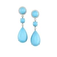 18k white gold Plated Natural turquoise Earrings (2.5