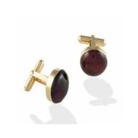 Round Gold Blue Amber Cufflinks