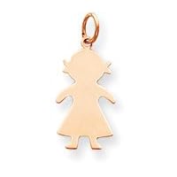 Girl Silhouette Charm, Pink Gold