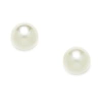 14k Yellow Gold White 7mm Freshwater Cultured Pearl Round Screw Back Earrings Jewelry for Women