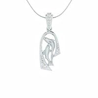0.60 Ct Round Cut Diamond Double Fish Pendant Necklace 14k White Gold Plated Jewelry