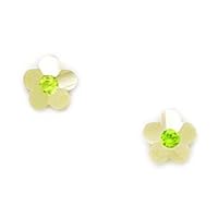 14k Yellow Gold August Green 2x2mm CZ Flower Screw Back Earrings Measures 6x6mm Jewelry for Women