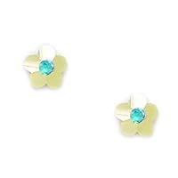 14k Yellow Gold December Blue 2x2mm CZ Flower Screw Back Earrings Measures 6x6mm Jewelry for Women
