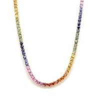 K Gallery 20.00 Ctw 4MM Round Cut Rainbow Diamond 18 Inch 4 Prong Tennis Chain Necklace 14K Yellow Gold Finish For Women Girls