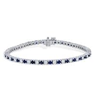 K Gallery 1.80 Ctw Round Cut Sapphire and Diamond Tennis Bracelet for Women 14K White Gold Finish 925 Sterling Silver