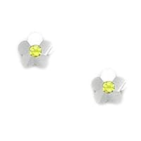 14k White Gold November Yellow 2x2mm CZ Flower Screw Back Earrings Measures 6x6mm Jewelry for Women