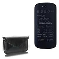 BoxWave Case Compatible with Yota Phone 2 - Elite Leather Messenger Pouch, Synthetic Leather Cover Case Envelope Design - Jet Black