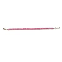 32 Cts, Natural Pink Sapphire Sterling Silver Bracelet 8 Inch, Faceted Rondelles Beads, Sterling Silver Jewelry, Pink Sapphire Jewelry