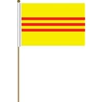 South Vietnam Large 12 X 18 Inch Country Stick Flag Banner on a 2 Foot Wooden Stick .. Polyester ... New