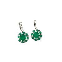 3.00 Ct Round Cut Lab Created Green Emerald Drop/Dangle Earrings 14K White Gold Plated 925 Silver