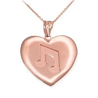 ROSE GOLD HEART MUSIC NOTE PENDANT NECKLACE - Gold Purity:: 10K, Pendant/Necklace Option: Pendant Only