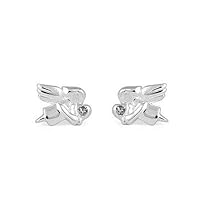 Children's Jewelry - Girls Sterling Silver Simulated Birthstone Angel Stud Earrings