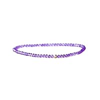 Unisex gem amethyst 3mm rondelle faceted beads stretchable 7 inch bracelet for men,women-Healing, Meditation,Prosperity,Good Luck Bracelet