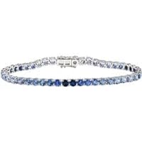 K Gallery 1.90 Ctw Round Cut Sapphire and Diamond Tennis Bracelet for Women 14K White Gold Finish 925 Sterling Silver