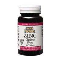 Natural Factors - Zinc Chelate 25mg, Support for Healthy Skin & Immune Function, 90 Tablets