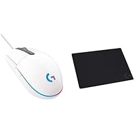 Logitech G203 Wired Gaming Mouse + G240 Cloth Gaming Mouse Pad Bundle - White