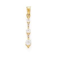 14k Yellow Gold White Topaz and Diamond Pendant Necklace Jewelry for Women