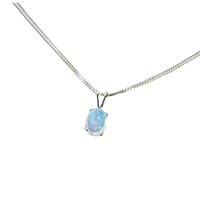 Handmade 925 Sterling Silver Natural Opal Silver Chain Pendant Jewelry