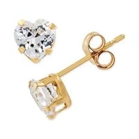 ANGEL SALES 0.50 Ctw Heart Cut Diamond Pretty Stud Earrings For Girls & Women's 14K Yellow Gold Finish With 925 Sterling Silver