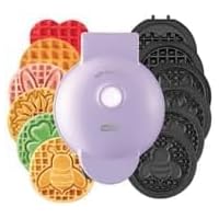 Spring Delights Mini Waffle Maker Bundle: 7 Removable Plates + Healthy Waffle Recipes eBook