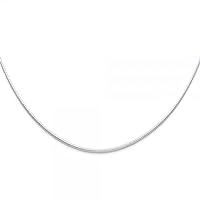 14K White Gold 1.5mm Sparkle Omega Necklace - Length: 17