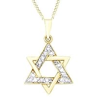 0.1 Cttw Round Diamond Star of David Pendant Necklace 14K Yellow Gold Plated