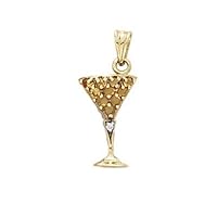 14k Yellow Gold Martini Citrine and Diamond Pendant Necklace Jewelry for Women