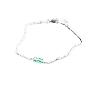 Natural Emerald 3.5mm Rondelle Shape Faceted Cut Gemstone Beads 7 Inch Silver Plated Clasp Bracelet For Men, Women. Natural Gemstone Stacking Bracelet. | Lcbr_02443