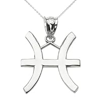 STERLING SILVER PISCES ZODIAC SIGN PENDANT NECKLACE - Pendant/Necklace Option: Pendant With 16