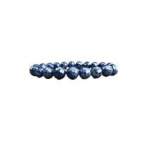 Unisex gem blue sapphire10mm round faceted beads stretchable 7 inch bracelet for men,women-Healing, Meditation,Prosperity,Good Luck Bracelet #Code - stbr-04158