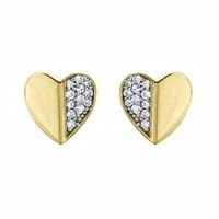 0.20Carat Round Cut Diamond Heart Shape Stud Earrings 14Karat Yellow Gold Plated