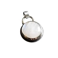 925 Sterling Silver Natural Round Rainbow Moonstone Delicate pendant Jewelry